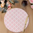 thumbnail image 3 of Pink Morocco Round 13 Inch Placemats Set of 8, Geometric Moroccan National Abstract Art HeatResistant Non Slip Place Mats for Dining Table, Wipeable Braided Kitchen Table Mats for Housewarming, 3 of 9
