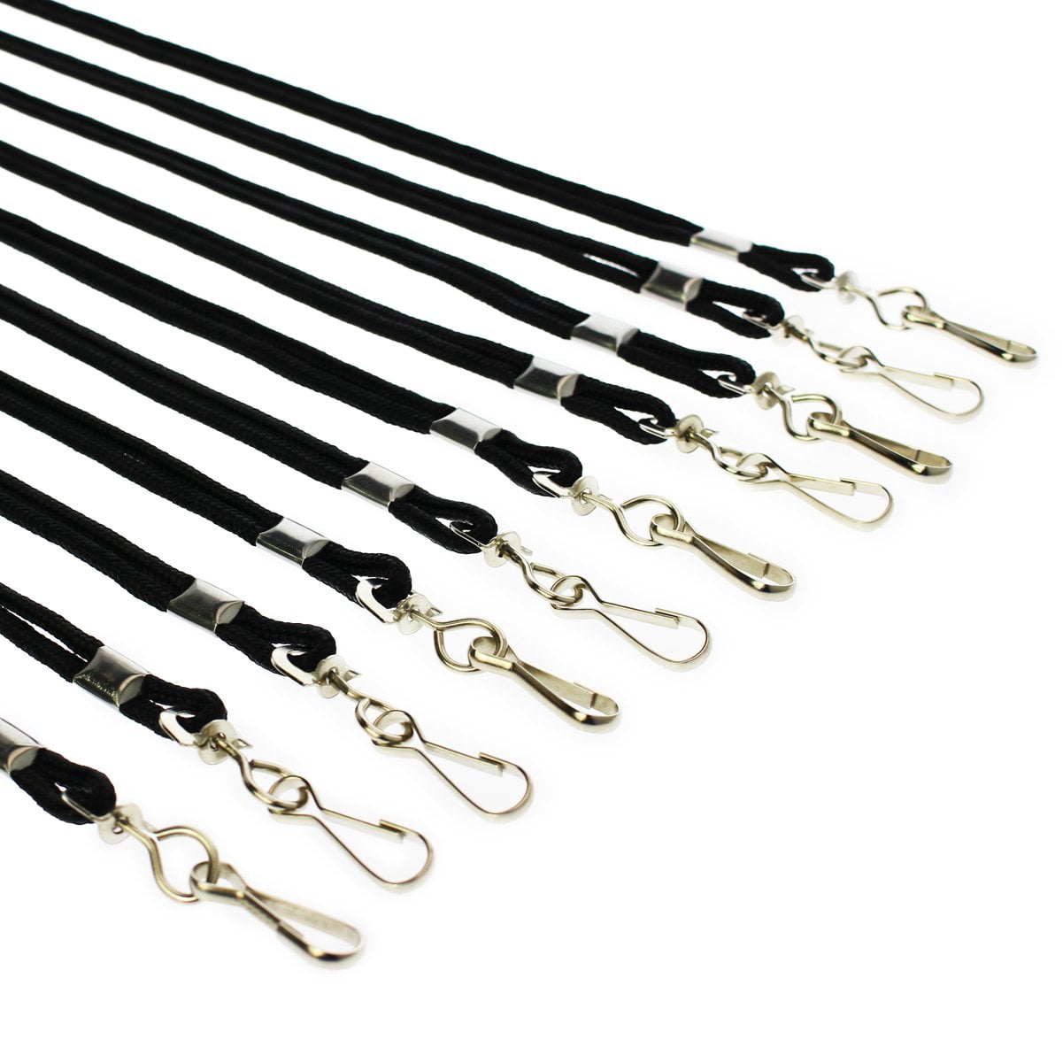 Bulk 100 Pack - Premium Round ID Badge Neck Lanyards for Card Holders and Name Tags - 36 in Non-Breakaway Heavy Duty Cord & Secure Metal Swivel J Hook Clip by Specialist ID (Black)
