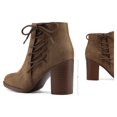 thumbnail image 4 of Toetos Women's Mid Chunky Heel Ankle Boots Suede Leather Side Zipper Ankle Boots Chicago-01 Tan Size 6, 4 of 5