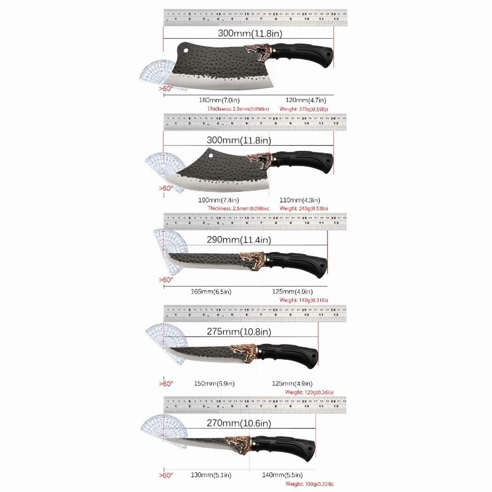 6PCS Stainless Steel Professional Kitchen Chef Knife Set Forged Handmade Meat Cleaver Butcher Knife Camping Knife Boning Utility Fish Vegetable Cutting Knife for Kitchen Convenience