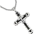 thumbnail image 3 of Savlano Stainless Steel Cubic Zirconia Cross Pendant 24 inch Cuban Chain Necklace for Men, 3 of 6