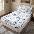 thumbnail image 3 of Erosebridal Navy Antique Biplane Zipper Twin Comforter Sets with Fitted Sheet and 2 Pillowcases for Boys Men, Cartoon Vehicle Print Zipper Bedding Set, Reversible, 4 Pieces, 3 of 7