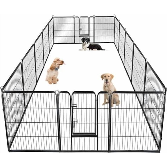 FDW Heavy Duty Pet Playpen Dog 40" 16 Panels Exercise Pen Cat Fence, Puppy Exercise Dog Fence, Indoor Outdoor, Black