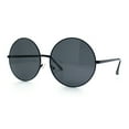 thumbnail image 4 of Iconic Hippie Oversized Round Circle Lens Boho Metal Rim Sunglasses All Black, 4 of 8