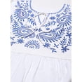 thumbnail image 5 of Moomaya Solid Cotton Dress, Flutter Sleeves Embroidered Casual Summer Dress, 5 of 8