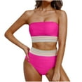 thumbnail image 2 of Karight High Waisted Bandeau Bikini Set - Women Strapless Two Piece Swimsuits Ribbed Longline Full Coverage Bathing Suits Swimwear, 2 of 4