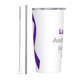 thumbnail image 1 of Mayo es el mes de concientización sobre el lupus Taza de viaje de café de acero inoxidable con aislamiento de 20 oz con pajita Taza térmica portátil blanca, 1 of 7