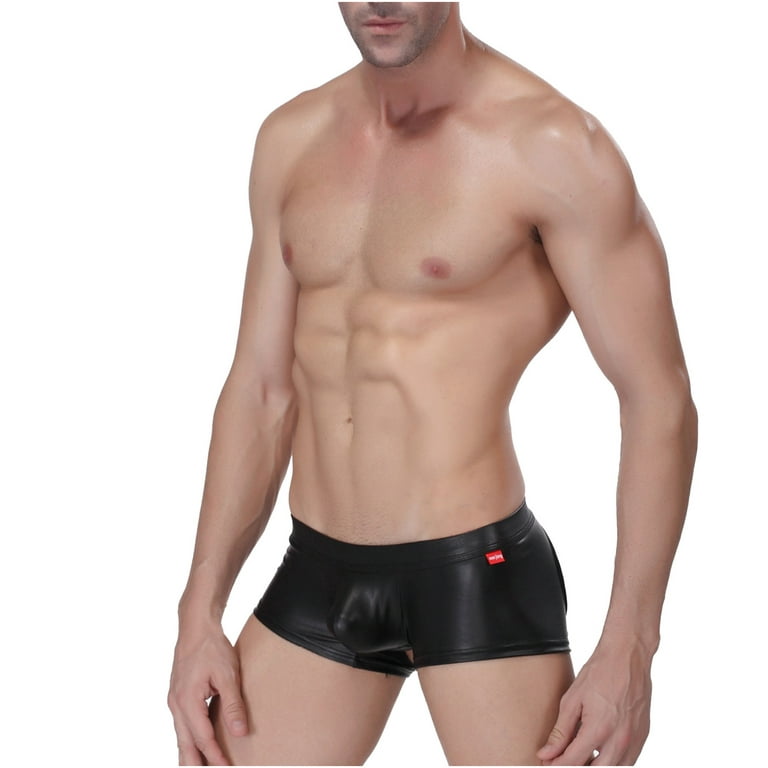 Herrnalise Men's boxer briefs Underwear Sexy Passionate Hot Cracked Leather  T-shaped Sports Hip-lifting And Protruding Men's Underwear 