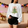 thumbnail image 3 of Womens Christmas Sweatshirts Xmas Tree Printed Crop Tops for Teen Girls Casual Crewneck Long Sleeve Pullovers (M, White), 3 of 5