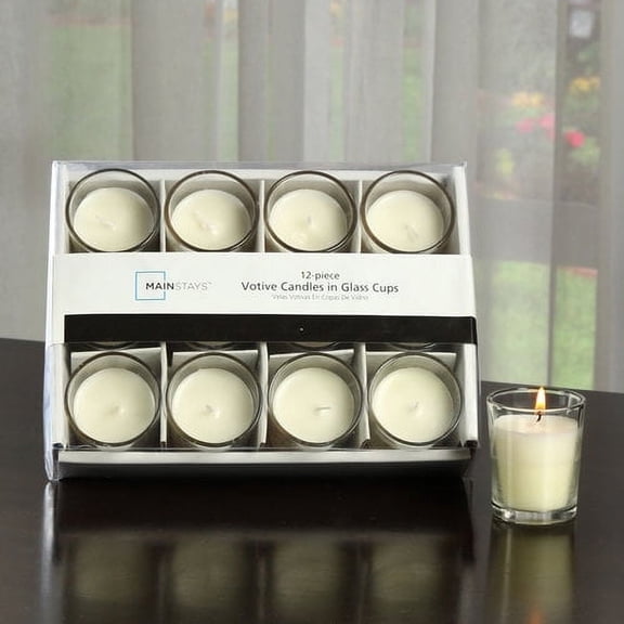 HOSLEY 48 Unscented Glass Votive Candles, 10-Hour Burn Time