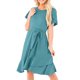 thumbnail image 1 of Txlixc Vestido Midi de Verano para Mujer Color Sólido Manga Corta Dobladillo Irregular Vestido con Cinturón Txlixc  Moda, 1 of 5