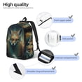 thumbnail image 3 of Disketp Vintage Pattern Fox print Canvas Backpack Lightweight Travel Daypack Student Rucksack Laptop Backpack-, 3 of 5