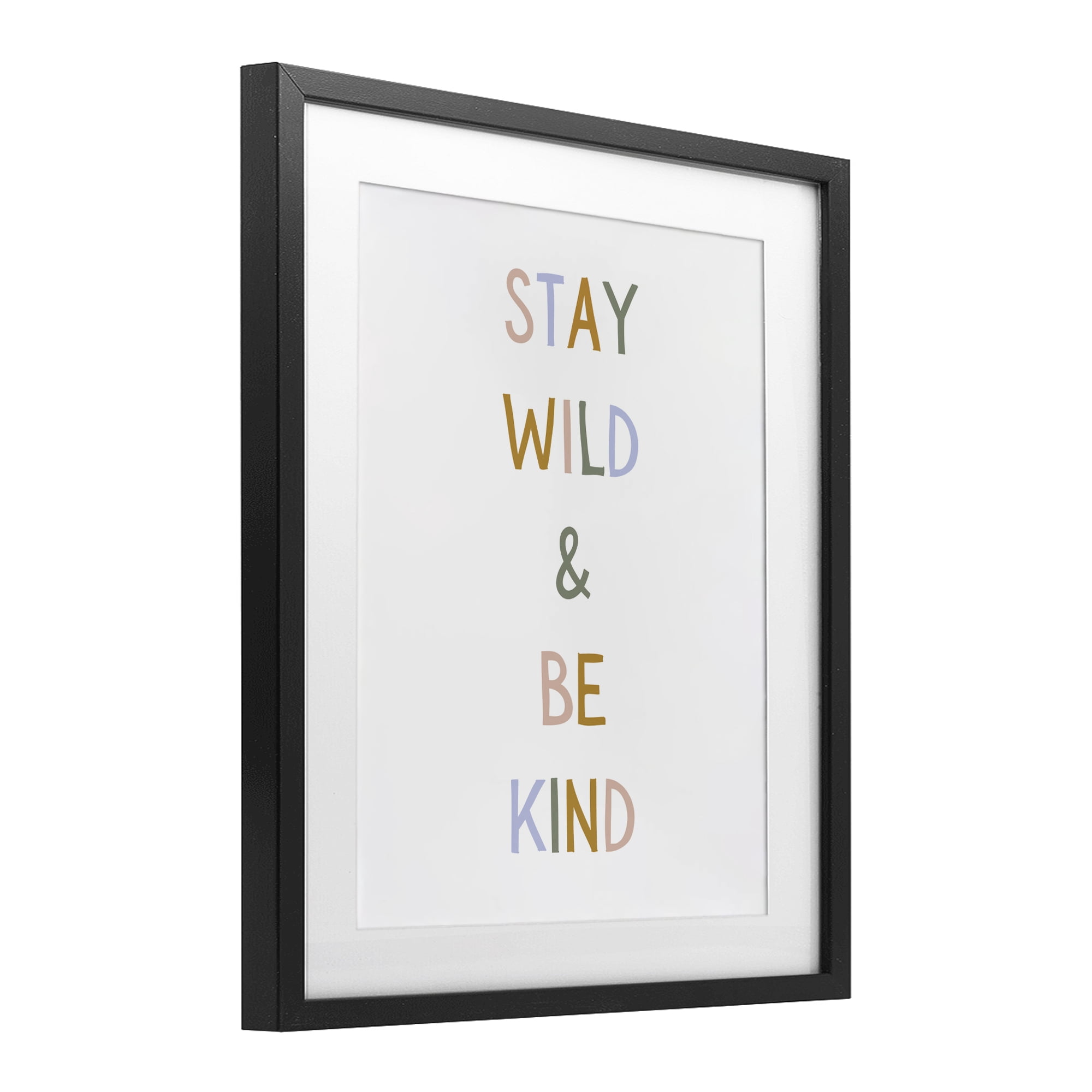 Stupell Industries Stay Wild Be Kind Black Framed Print Under Glass, design by Katie Griggs