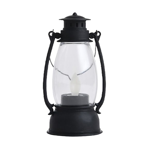 Trayknick LED Candle Old-fashioned High Brightness Safe Flickering Lampwick Electronic Lantern Light for Bedroom Black