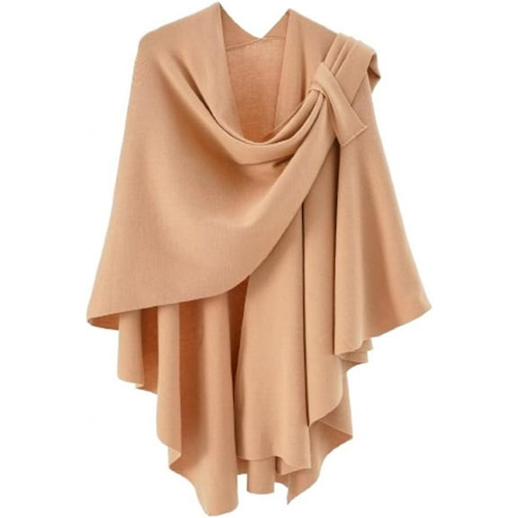 YooGuoGuo Women's Casual Warm Cross Front Poncho Knitted Elegant Shawls Cape Open Front Travel Pashmina Shawl Wraps