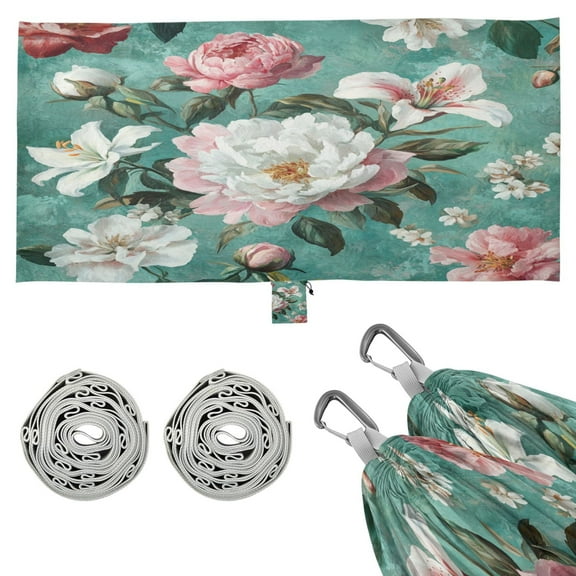 Wobogo Rococo Florals Camping Hammocks 330 lb Capacity with Tree Straps and Hanging Pockets for Outside Hiking Beach Backpack Travel