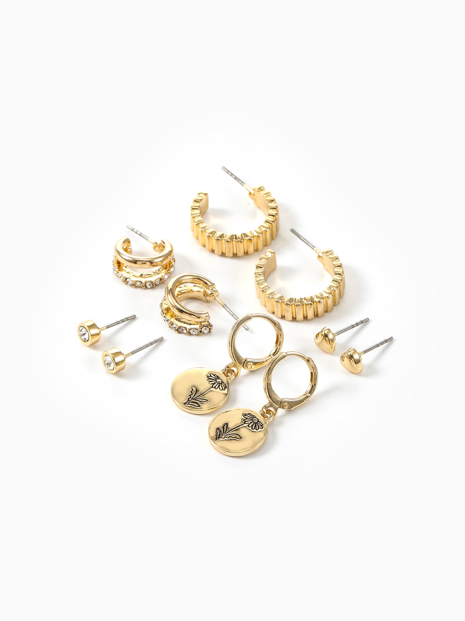 Time and Tru April Daisy Earring Pack Goldtone