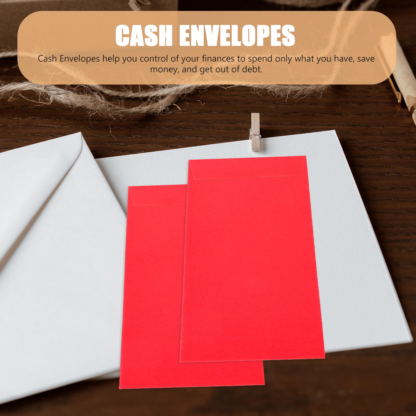 Amosfun 20Pcs Red Cash Envelopes Paper Organizer for Cards Cash and Small Items