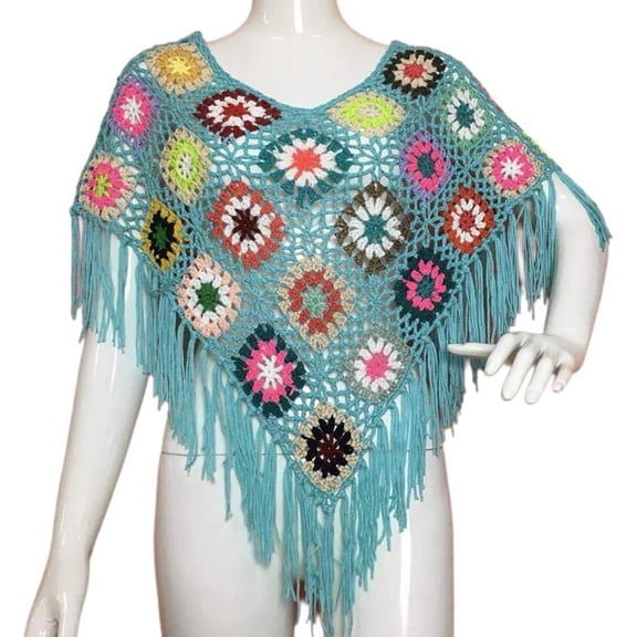 Ywmsfl Tassels Ponchos Shawl for Vacation Breathable Ponchos Ethnic Hollowed Shawl Capes for Women Travel Photo Props