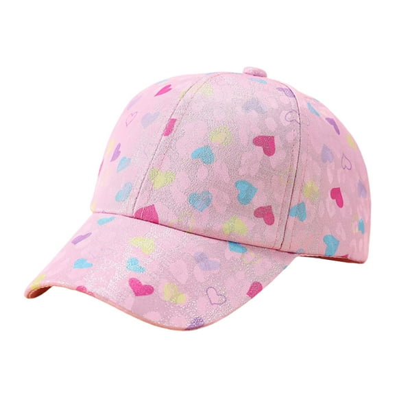 WOYY Girls Baseball Cap Hearts Print Outdoor Snapback Hat Cotton Breathable Sun Hat