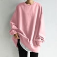 thumbnail image 3 of Women's Loose Casual Pullover Solid Color Sweatshirt, Simple Fall Winter Fashion with Comfort Fit and Soft Material for Everyday Use and Layering,Pink,S, 3 of 6