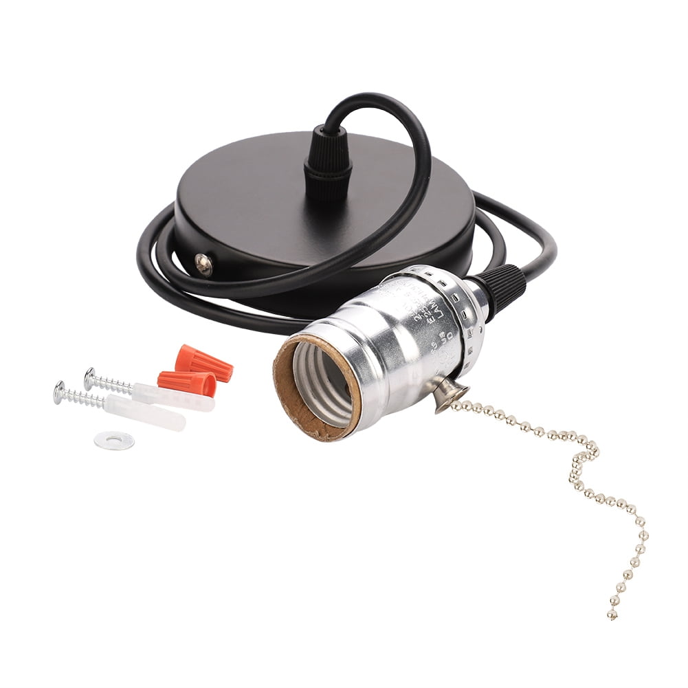 WALFRONT E27 Vintage Pendant Light Holder with Pull Chain Switch Lamp