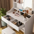 thumbnail image 4 of Veanerwood Makeup Vanity Set with Lights and Power Strip, Vanity Dressing Table with Drawers and Shelves, Bedroom, 31.5in, White, 4 of 9