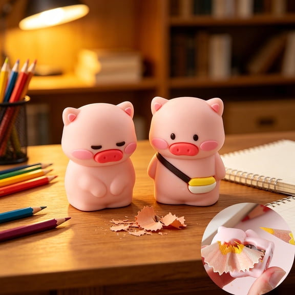 Qonioi 2Pcs Cartoon Pencil Sharpener, Hand Cranked Mini Sharpener for Supplies, Cute Animals Shaped Sharpener for Back to Classroom