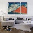 thumbnail image 2 of ARTCANVAS Fine Wind, Clear Weather - Red Fuji 1831 Canvas Art Print by Katsushika Hokusai - Size: 60" x 40" (0.75" Deep) (3-Piece), 2 of 9