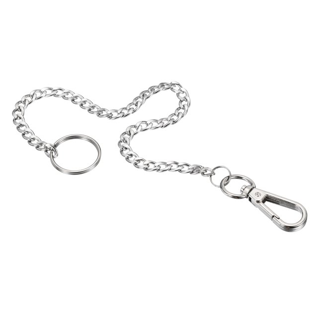 Unique Bargains 10' Stainless Steel Flat Keychain with Key Ring Clasp Clip, Silver