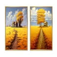 thumbnail image 2 of Designart "Country Road Amidst Golden Blossoms II" Meadow Framed Wall Art Set Of 2 - Traditional Yellow Gallery Wall Frame Set For Home Decor, 2 of 6