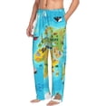 thumbnail image 2 of Balery World Map With Animals Landmarks print Men's Pajama Pants,Ultra Lightweight Pjs,Lounge Pant-Small, 2 of 9