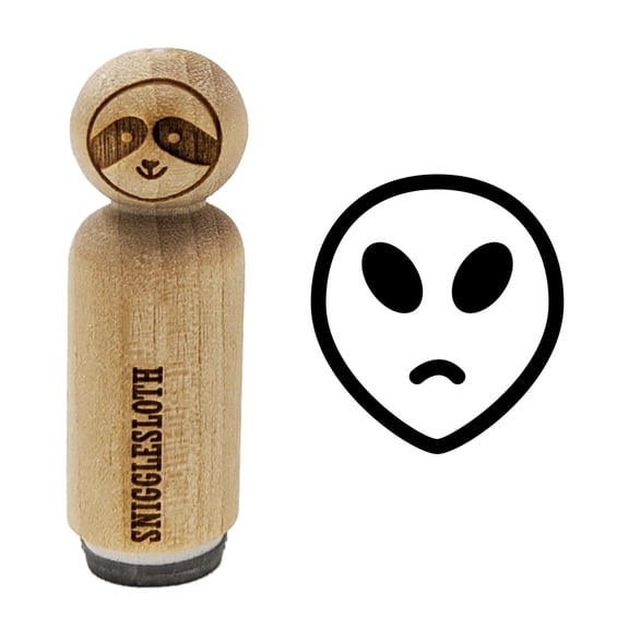 Sad Alien Emoticon Rubber Stamp for Scrapbooking Crafting Stamping - Large 1-1/4 Inch