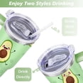 thumbnail image 5 of 40oz Kawaii Green Avocado Design Stainless Steel Flip Straw Tumbler Spill Proof Travel Cup Double Wall Vacuum Insulated Coffee Mug with Top Handle, 5 of 6