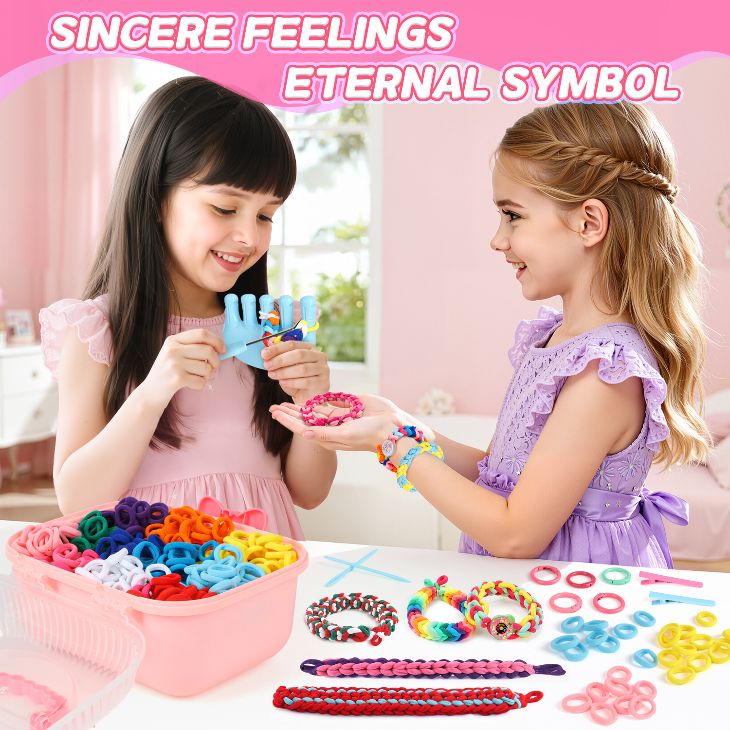 Carsky Bracelet Making Kit for Girls 6-12, 1200+ Colorful Rubber Bands DIY Loom Weaving Set with Storage Box, Crochet Hook, Stickers & Accessories, Creative Craft Toy Gift for Kids