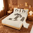 thumbnail image 2 of meiyoeat leopard Bow Tie Letter Bed Sheets,Cheetah Monogram Print D Full Size Sheets,4 Pieces,1 Flat Sheet,1 Fitted Sheet and 2 Pillowcases, 2 of 6
