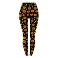 thumbnail image 4 of Elvqul Stretch Leggings for Women Orange Pants Plus Size High Waist Halloween Winter Womens Yoga Pants Pumpkin Print, 4 of 4