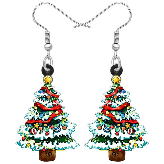 NEWEI Christmas Day Acrylic Colorful Christmas Tree Earrings For Women Gifts Festival Dangle Jewelry Charms Holiday Party Accessory