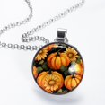 thumbnail image 2 of Thanksgiving Pumpkin Elegant Glass Circular Pendant Necklace - Stylish Necklaces for Women, 2 of 5