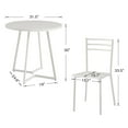 thumbnail image 3 of VECELO 3 Piece Round Dining Table Set with 2 Chairs, Small Kitchen Table Set for 2, Metal Frame and Faux Marble Table Set for Dining Room, Living room, Small Spaces, Marble White, 3 of 8