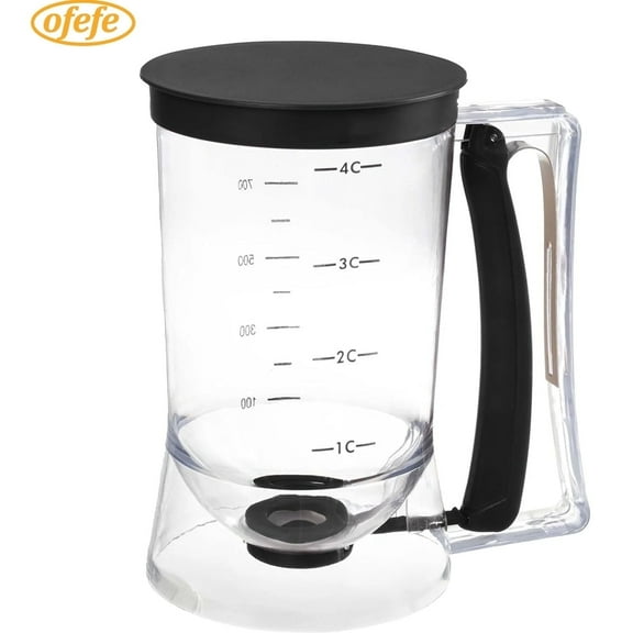 Pancake Batter Dispenser - 4-Cup Batter Dispenser with Squeeze Handle for Pancakes, Waffles, Muffins, and Crepes - Baking Tools (Black)