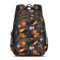 thumbnail image 2 of Basketball and Flame Gray Pattern Backpack for School, Cute School Bag with Adjustable Shoulder Straps and Padded Back, 16.9"x12.6"x5.9", 2 of 5