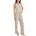 thumbnail image 4 of INSPIRE CHIC Women's 2 Piece Outfit Sleeveless Blazer Vest Wide Leg Pants Business Casual Matching Sets S Beige, 4 of 6