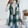 thumbnail image 4 of Pounoo Flannel Plaid Vest for Womens Lapel Button Down Sleeveless Blazer Jackets with Pockets Fall Winter Clothes Gift, 4 of 9