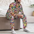 thumbnail image 5 of Salouo Cute Cartoon Owls Print Button-Front Long Sleeve Pajama Set for Men, Soft 2Pjs Men's Long Sleeve Sleepwear -Large, 5 of 7