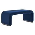thumbnail image 2 of Koda Performance Velvet Waterfall Ottoman in Black Midnight Blue, 2 of 10