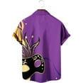 thumbnail image 4 of SDNall Mardi Gras Carnival Shirts for Men Hawaiian Shirt Carnival Printed Shirt Loose Shirt Short Sleeved Round Neck Mens Casual Button Down Shirts (Purple,Sizes:S-5XL), 4 of 9