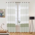thumbnail image 2 of Sage Green Stripe Kitchen Curtains 96 Inch Length, Modern Rustic Horizontal Green Striped Grommet Top Bedroom Living Room Curtains, Light Filtering Cafe Curtain Drapes 2 Panels Set 104''x96'', 2 of 9