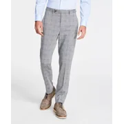Ben Sherman Men's Skinny-Fit Stretch Suit Pants, Grey/blue Plaid, 30x32