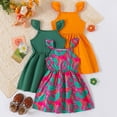 thumbnail image 2 of Povozer Teen Girl Dresses Girl Dress Fashion Girls Dresses Toddler Girls Dress 3 Pack Casual Party Print Skater A Line Dress Size 4-5 Years,Green, 2 of 4